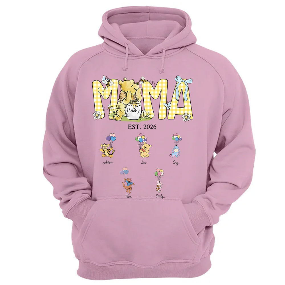 Custom Mama Bear Est And Grandkids Heart Shirts, Mama Est with Name On The Sleeve, Personalized Shirt Gift For Mom, Grandma, Custom Mother's Day Sweatshirt Shirt MI209