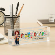 Teacher Beautiful Patterned Personalized Acrylic Desk Name Plate, Gift For Teacher T1807 Hv01