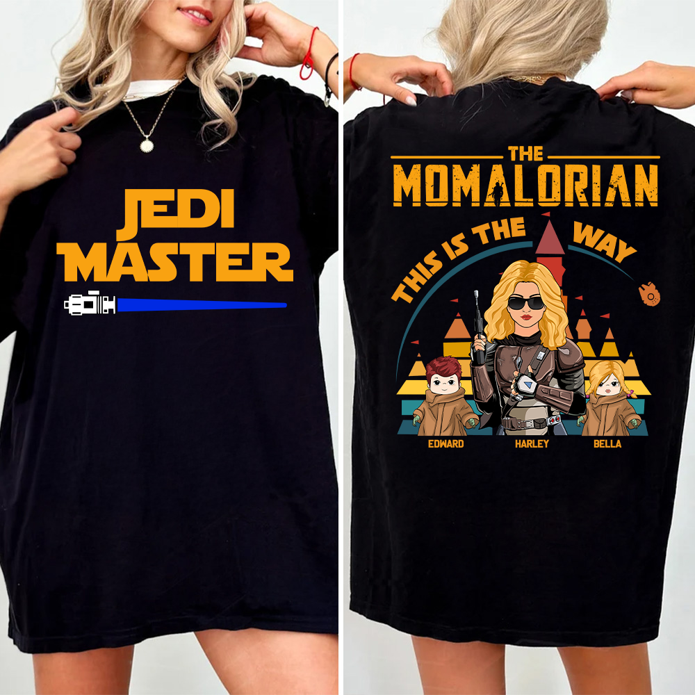 Jedi Master - The Momalorian This Is The Way - Personalized Back Print Shirt For Dad Tu20
