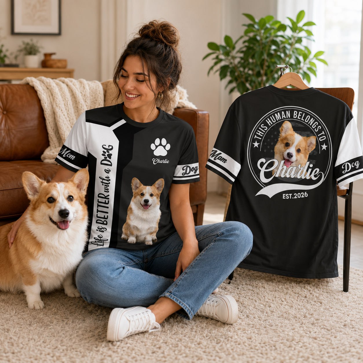 Life Is Better With A Dog, Welsh Corgi, Personalized Dog Mom Dog Dad Shirt, Gift For Dog Lover T1807 T24