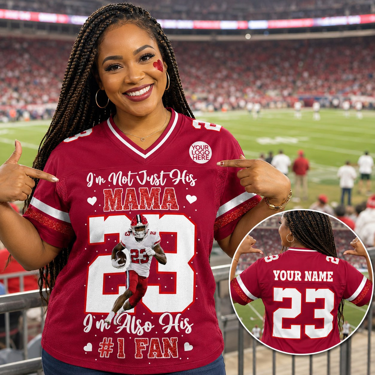 I’m Not Just His Mom I’m Also His #1 Fan, Personalized Football Mom Jersey, Custom Name, Number & Player Photo Na02