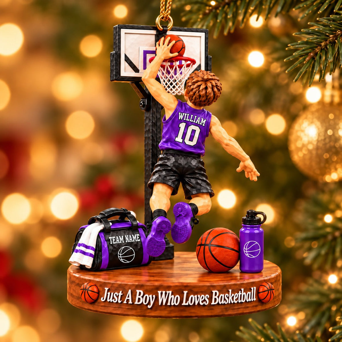 Custom Just A Boy Who Loves Basketball Ornament, Christmas Tree Decoration, Basketball Gift Na02 T24 NT01