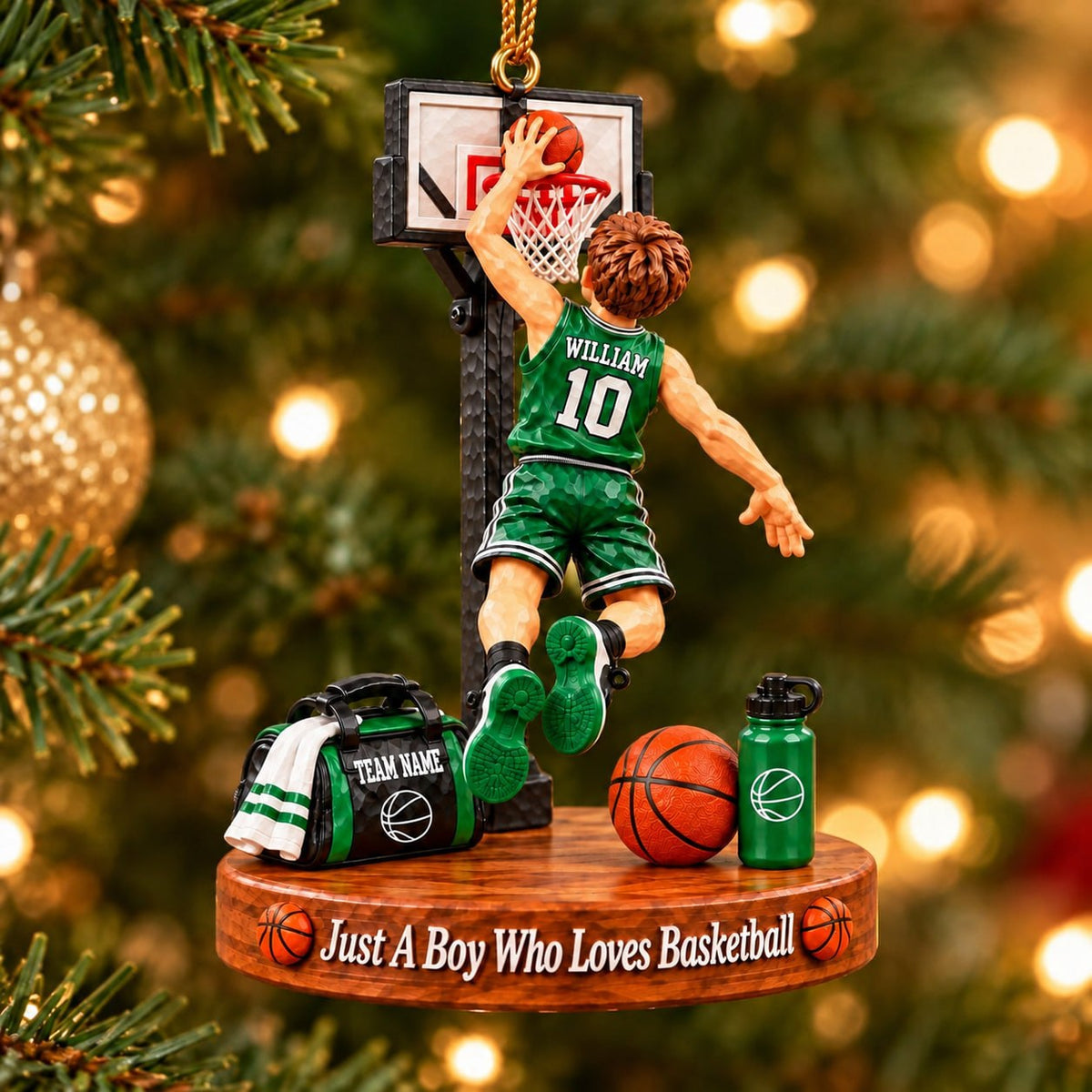 Custom Just A Boy Who Loves Basketball Ornament, Christmas Tree Decoration, Basketball Gift Na02 T24 NT01