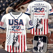 Custom Upload Photo Boston Terrier USA 250th Anniversary Baseball Jersey 1776-2026 Patriotic Dog Lovers Shirt Pt99