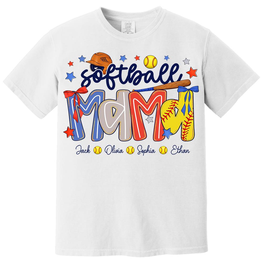 Personalized Softball Mama Shirt, Custom Softball Sports Grandma Nickname Shirt