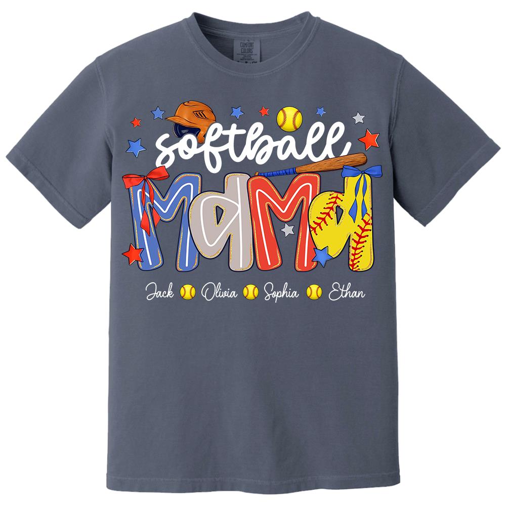 Personalized Softball Mama Shirt, Custom Softball Sports Grandma Nickname Shirt