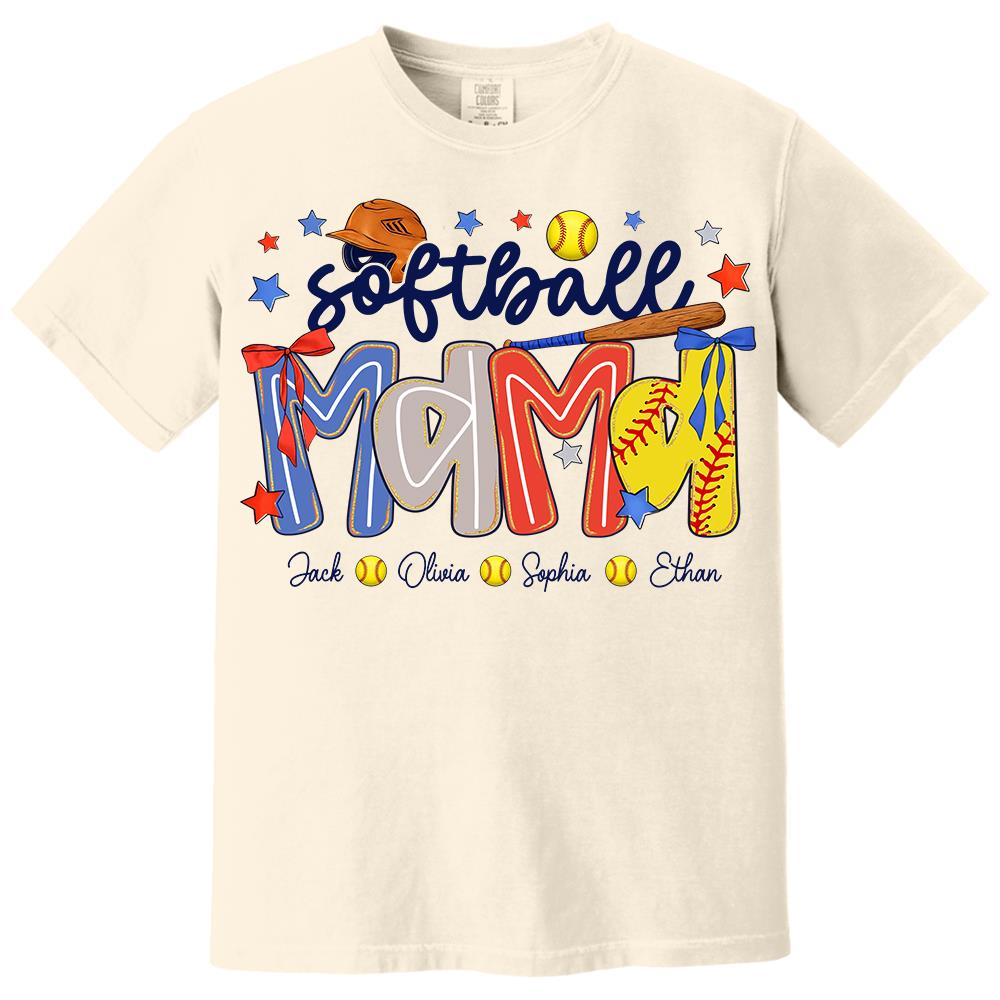 Personalized Softball Mama Shirt, Custom Softball Sports Grandma Nickname Shirt