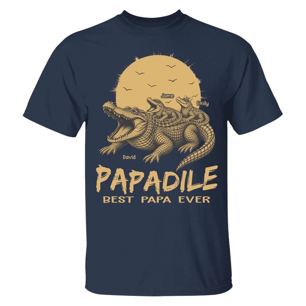 Custom Papadile Crocodile Papa Shirt, Alligator Dad Gift L0411 Hv01