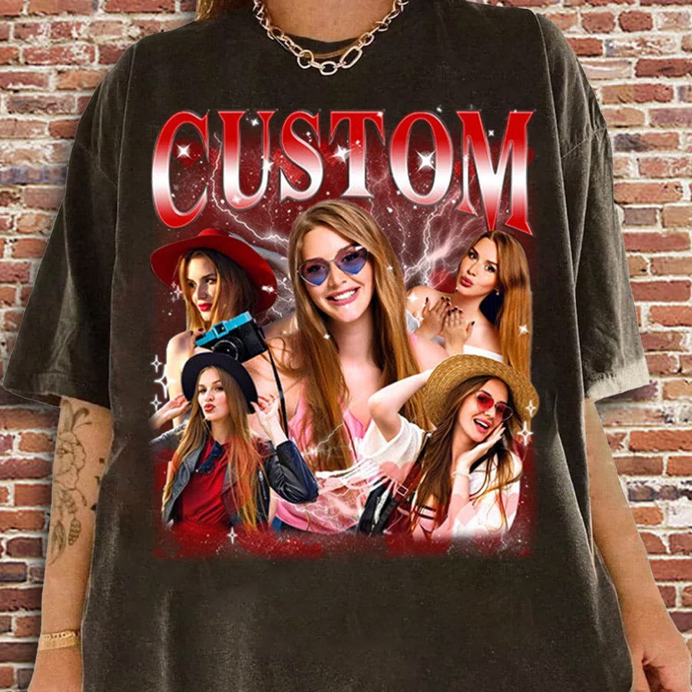 Custom Photo Bootleg Shirt, Boyfriend Bootleg Rap Tee, Customized Dog T-Shirt, Personalized Birthday Gift, Bachelorette Bootleg Shirt