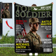 Personalized Army Gifts Soldier Custom Magazine Cover Blanket, Army Retirement Gift for Navy Marine Air Force