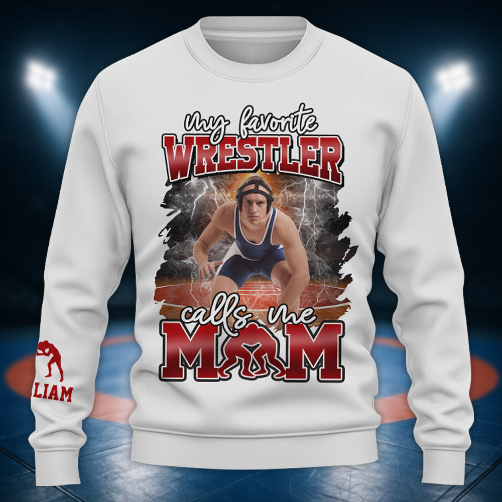My Favorite Wrestler Calls Me Mom - Personalized All Over Print Shirt For Wrestling Mom Wrestling Family T1807