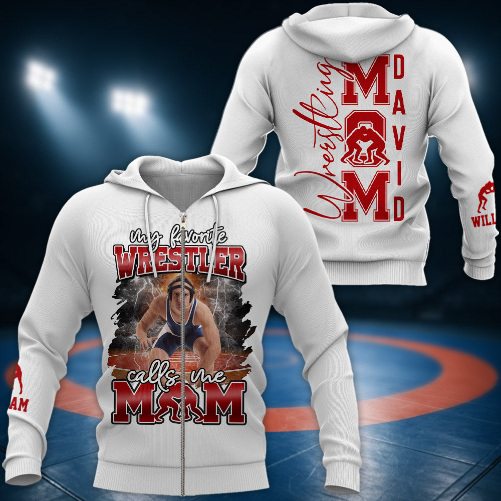 My Favorite Wrestler Calls Me Mom - Personalized All Over Print Shirt For Wrestling Mom Wrestling Family T1807