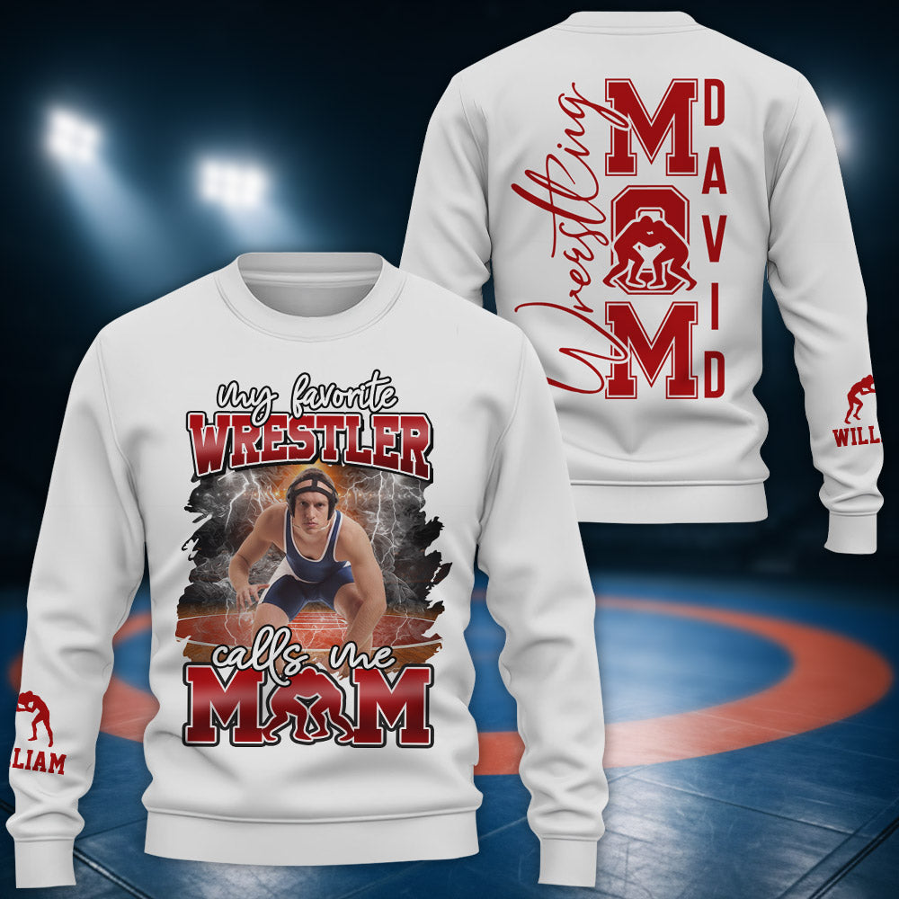 My Favorite Wrestler Calls Me Mom - Personalized All Over Print Shirt For Wrestling Mom Wrestling Family T1807