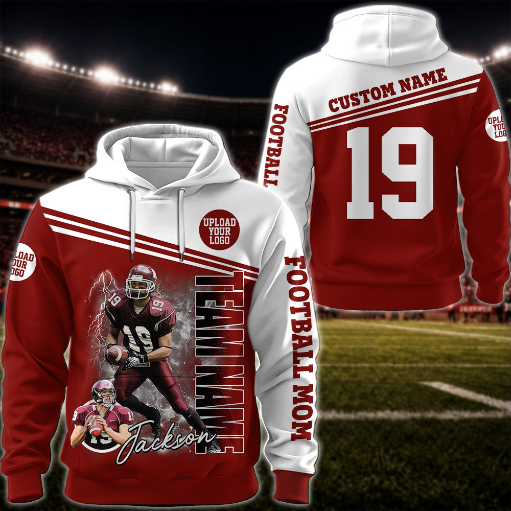 Custom Photo Football Player All Over Print Shirt - Personalized Team Name School Name Gift For Gameday K1702 MT2