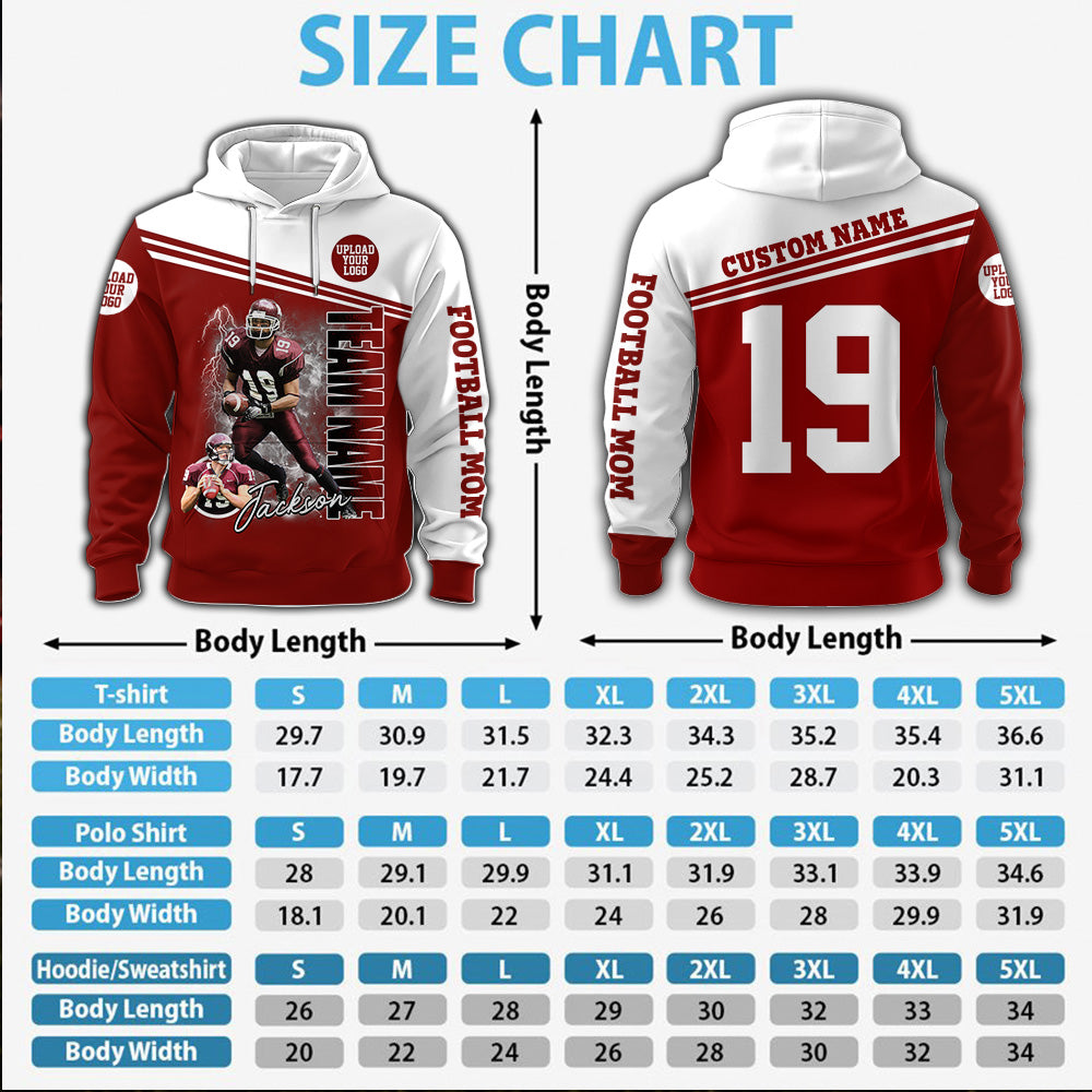 Custom Photo Football Player All Over Print Shirt - Personalized Team Name School Name Gift For Gameday K1702 MT2