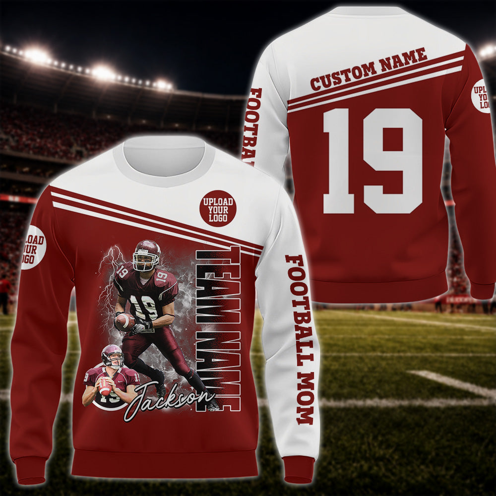 Custom Photo Football Player All Over Print Shirt - Personalized Team Name School Name Gift For Gameday K1702 MT2