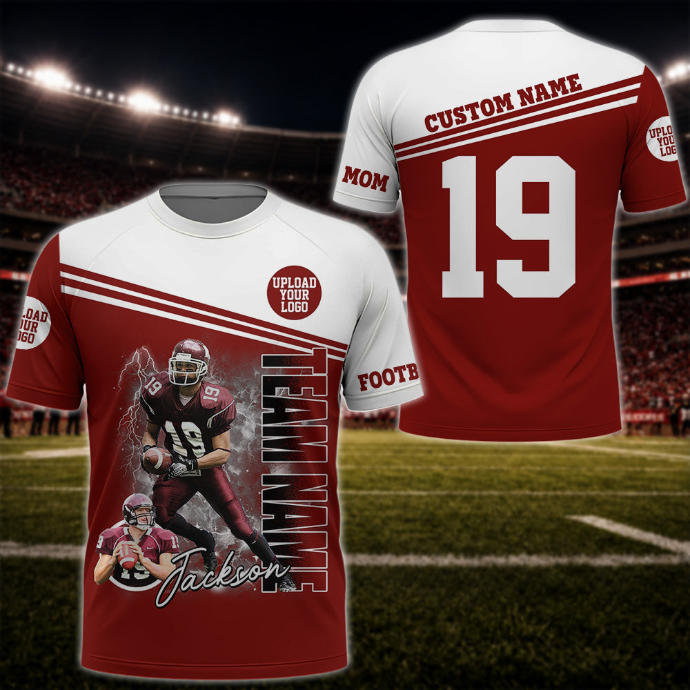 Custom Photo Football Player All Over Print Shirt - Personalized Team Name School Name Gift For Gameday K1702 MT2