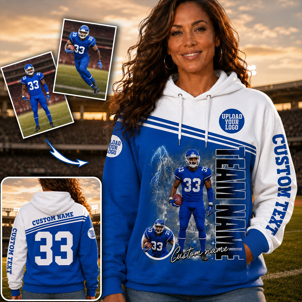 Custom Photo Football Player All Over Print Shirt - Personalized Team Name School Name Gift For Gameday K1702 MT2