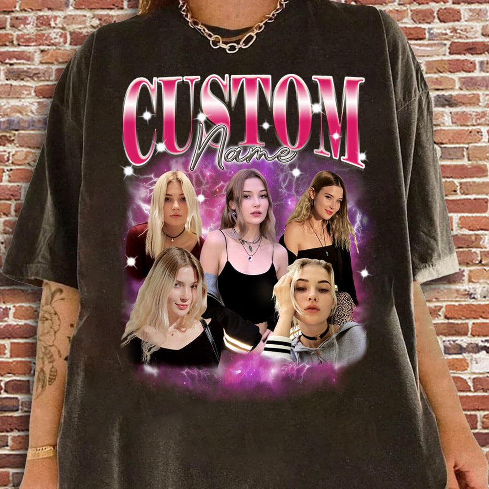 Girlfriend Bootleg Shirt With Girlfriend Face, Custom Photo Vintage Shirt, Personalized Birthday Bootleg Gift, Insert Your Design