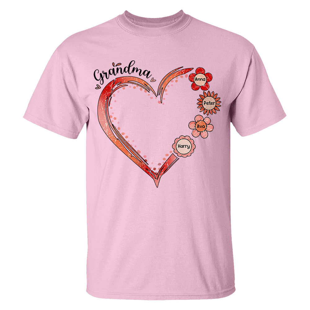 Grandma and Grandkids, Forever In Grandma's Heart - Family Personalized Custom Comfort Colors T-Shirt Do99