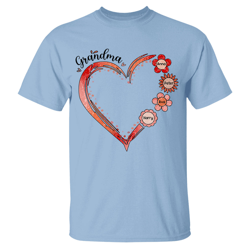 Grandma and Grandkids, Forever In Grandma's Heart - Family Personalized Custom Comfort Colors T-Shirt Do99