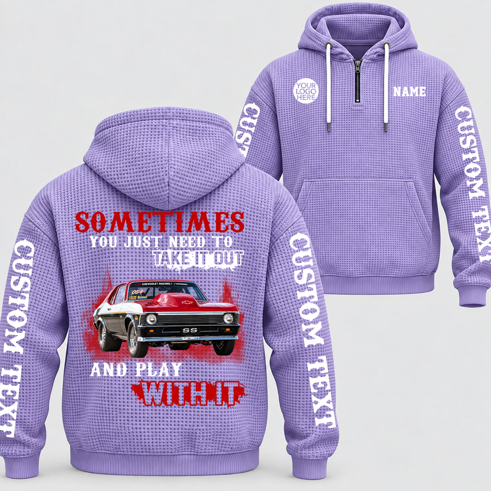 Take It Out & Play - Personalized Classic Car Photo Quarter Zip Hoodie - Gift For Car Lovers A2110 T24