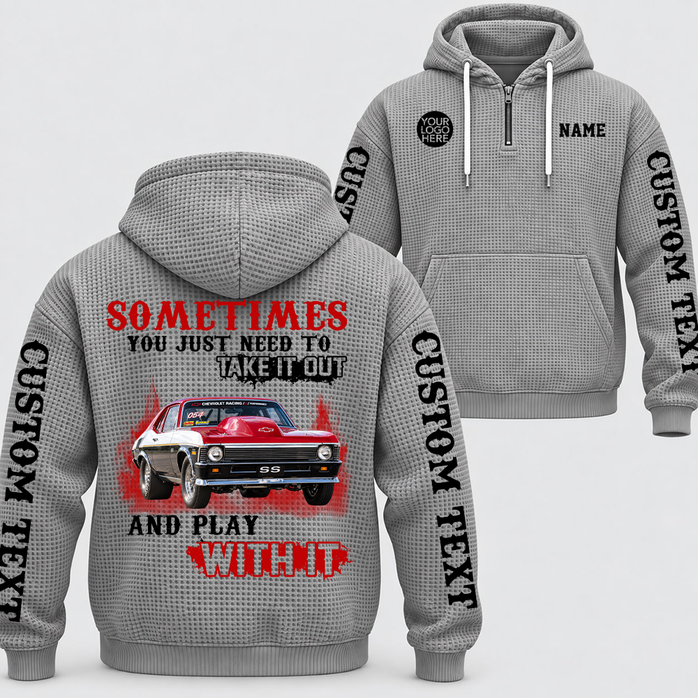 Take It Out & Play - Personalized Classic Car Photo Quarter Zip Hoodie - Gift For Car Lovers A2110 T24