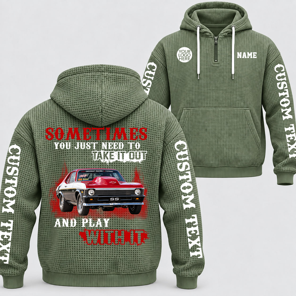 Take It Out & Play - Personalized Classic Car Photo Quarter Zip Hoodie - Gift For Car Lovers A2110 T24