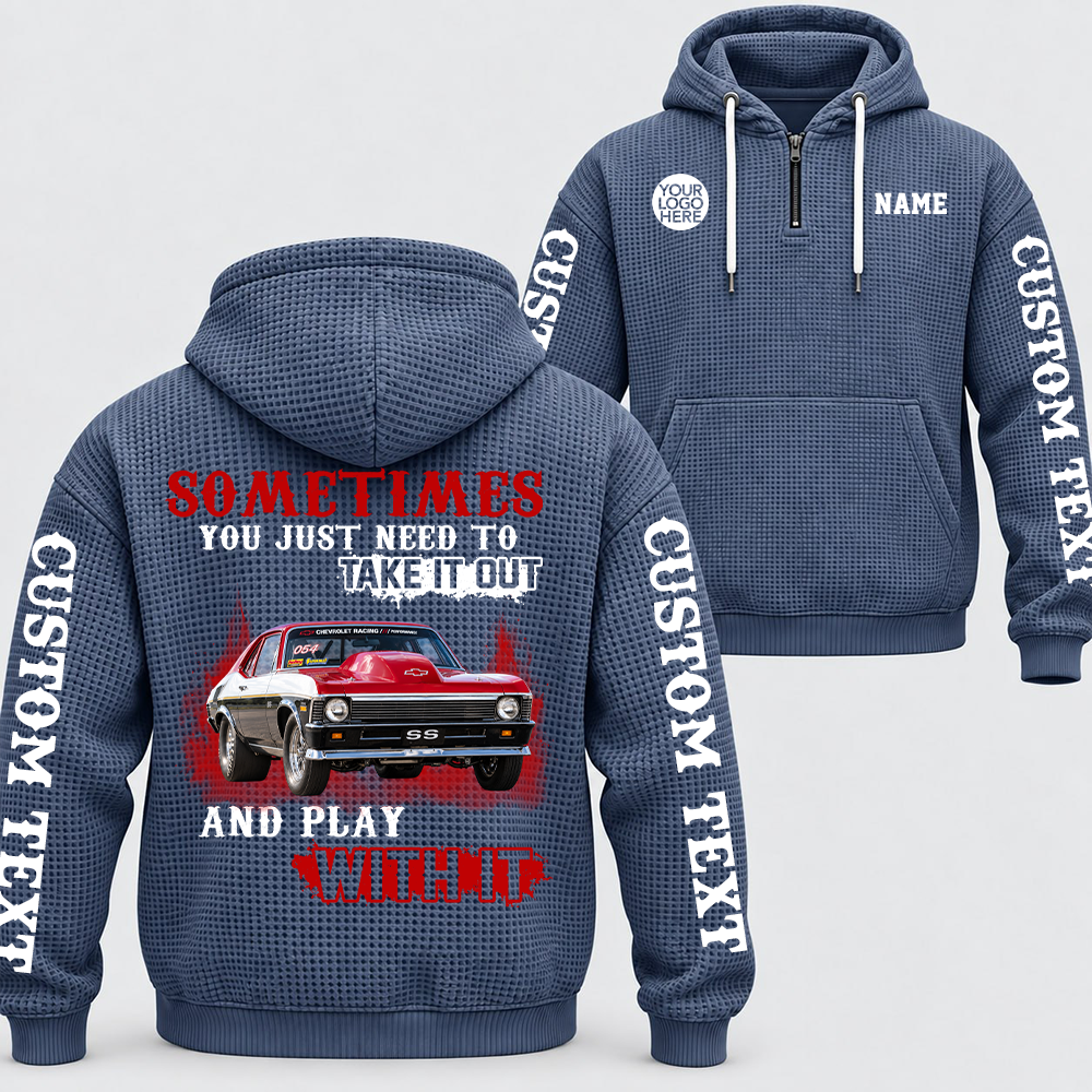 Take It Out & Play - Personalized Classic Car Photo Quarter Zip Hoodie - Gift For Car Lovers A2110 T24