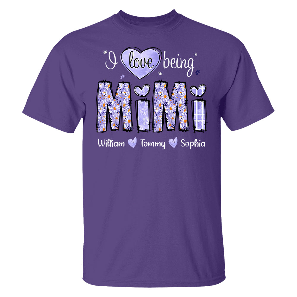 I Love Being Mimi Purple Daisy - Personalized Shirt For Grandma Pt99