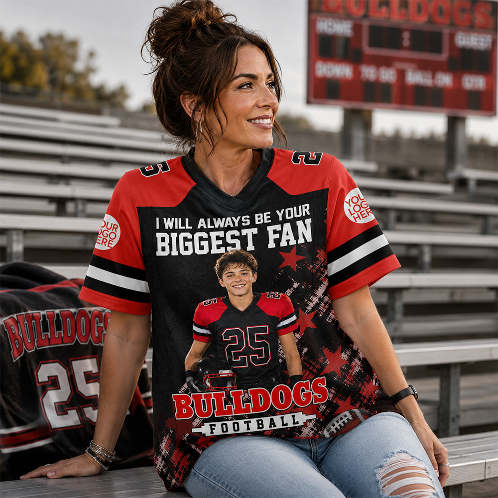 Custom Photo Star Gradient Football Jersey Gift For Sport Family  L0411 Hv01
