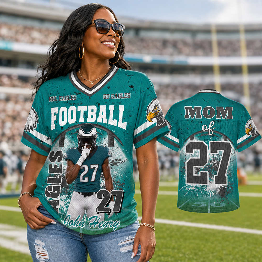 Custom Football Mom Jersey with Photo & Player Number – Personalized Game Day Shirt