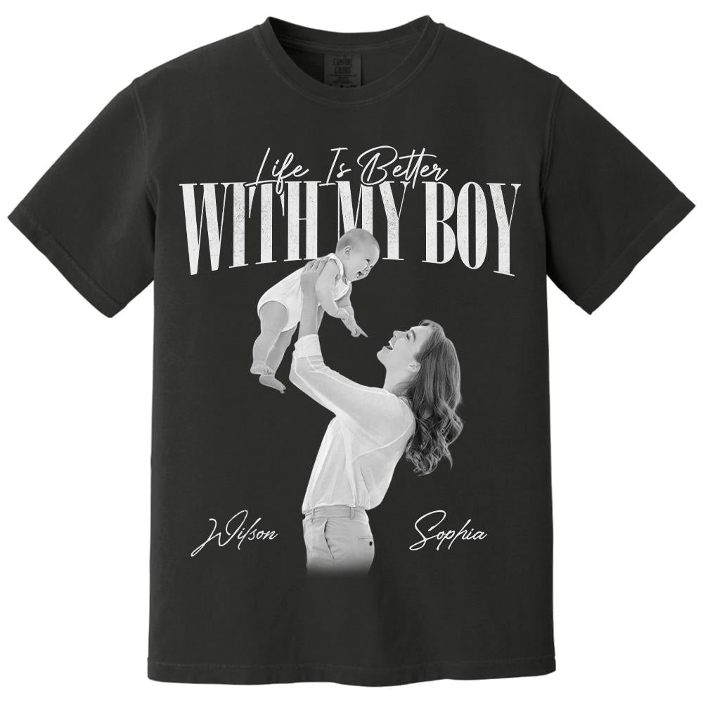 Life Is Better With My Boys - Washed Tee Retro Bootleg Shirt For Boy Mom Na02