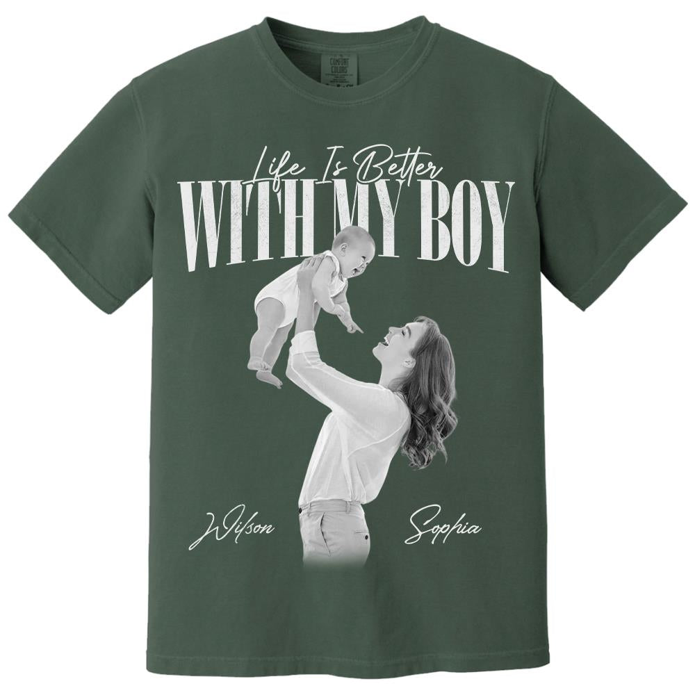 Life Is Better With My Boys - Washed Tee Retro Bootleg Shirt For Boy Mom Na02