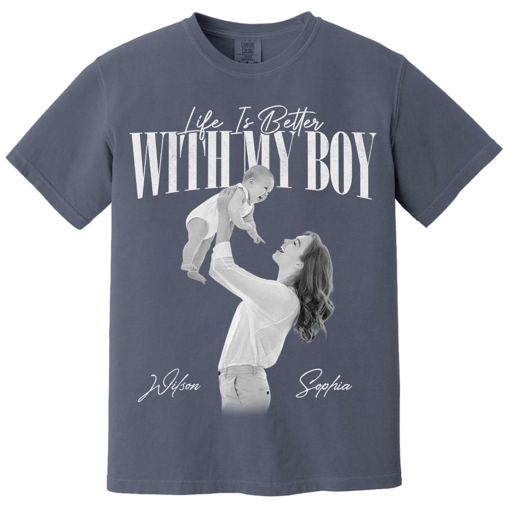 Life Is Better With My Boys - Washed Tee Retro Bootleg Shirt For Boy Mom Na02
