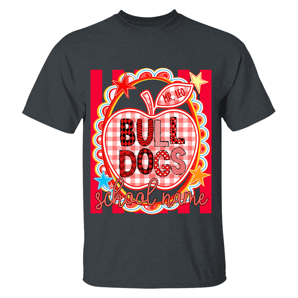 Personalized School Mascot Doodle Pattern T-Shirt For Teacher, Preppy Back To School, Gifts For Teacher Student MI209 TH23