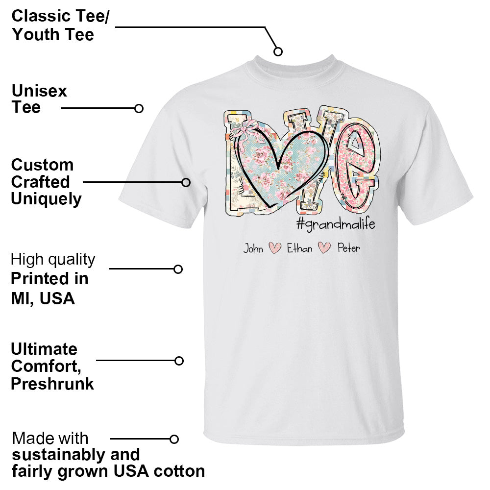 Love Grandmalife - Custom Nickname & Kid Names Vintage Floral Shirt For Mother's Day NA04 pt99