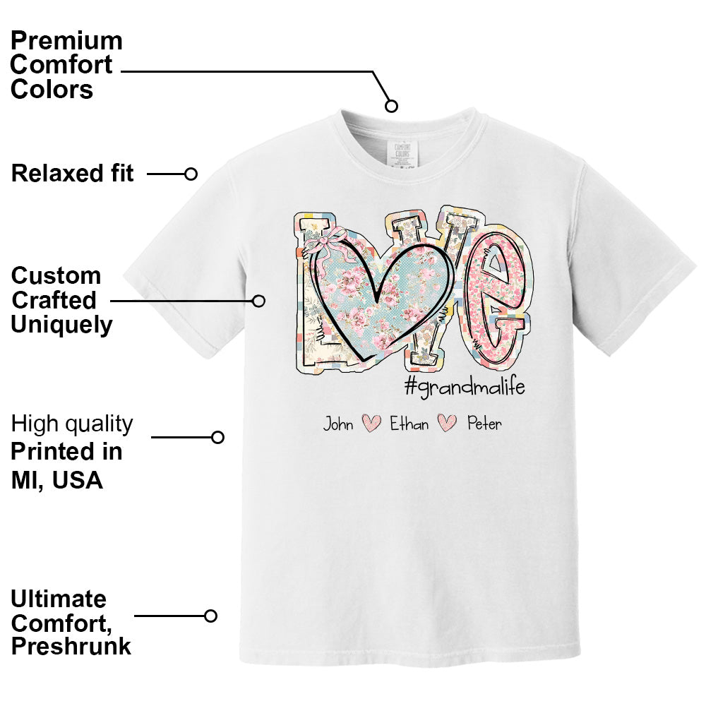 Love Grandmalife - Custom Nickname & Kid Names Vintage Floral Shirt For Mother's Day NA04 pt99