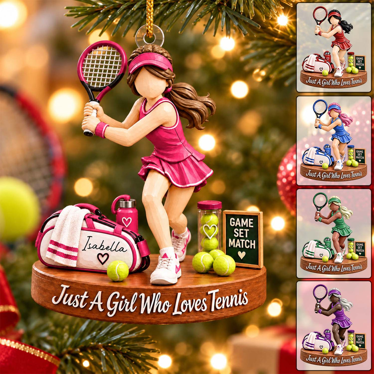 Custom Just A Girl Who Loves Tennis Acrylic Ornament, Unique Holiday Tree Decor, Tennis Player Gift L0411 VH01