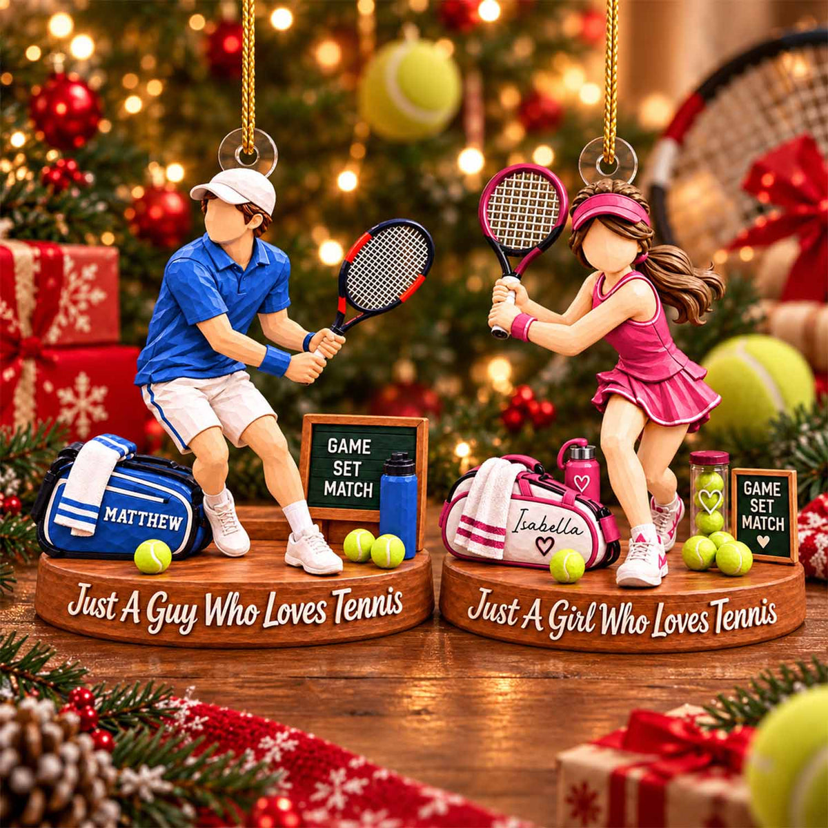 Custom Just A Guy Who Loves Tennis Acrylic Ornament, Unique Holiday Tree Decor, Tennis Player Gift L0411 VH01