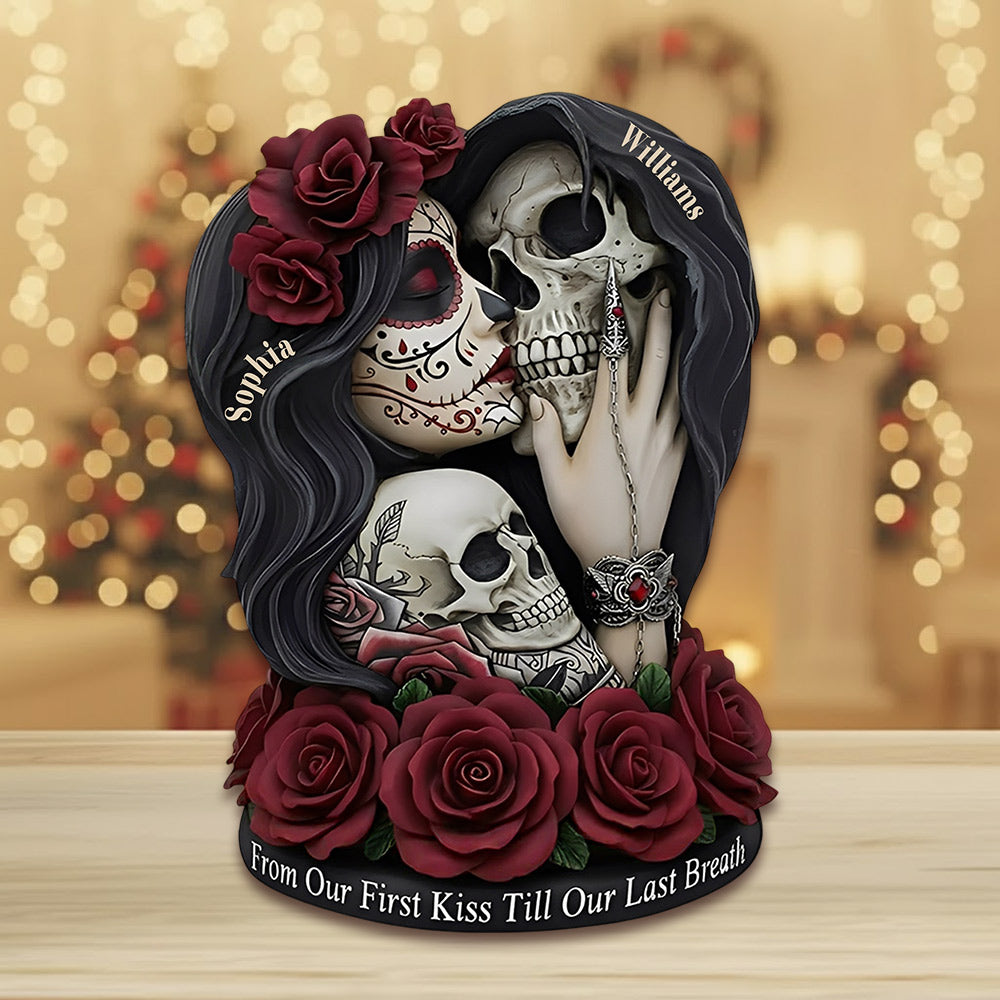 From Our First Kiss Till Our Last Breath - Personalized Skull Ornament For Couple Li29