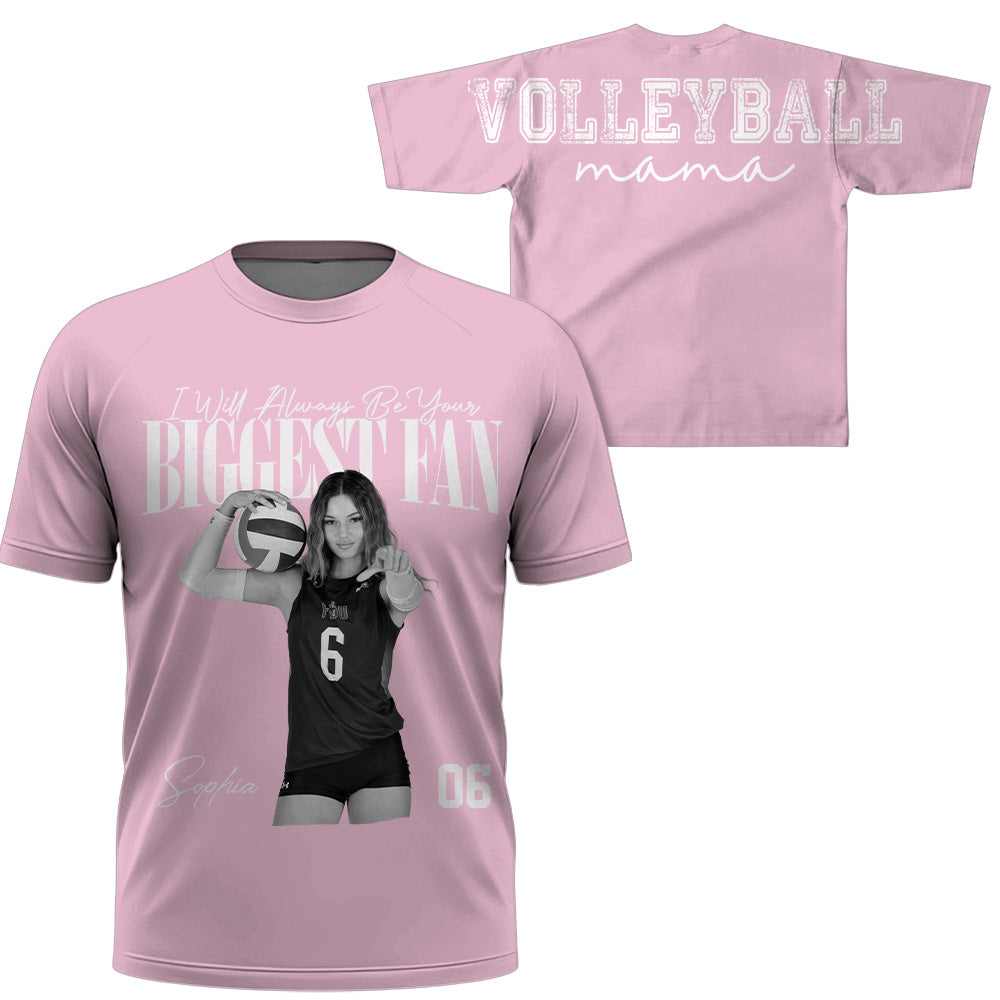 I Will Always Be Your Biggest Fan, Custom Large Back Graphic Volleyball,  Washed Tee Retro Bootleg Shirt, Gift For Volleyball Mom Grandma Sport Family Volleyball Lovers MI209 T24