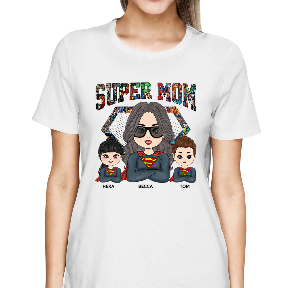 Super Mom Doll Woman And Kids Personalized Shirt