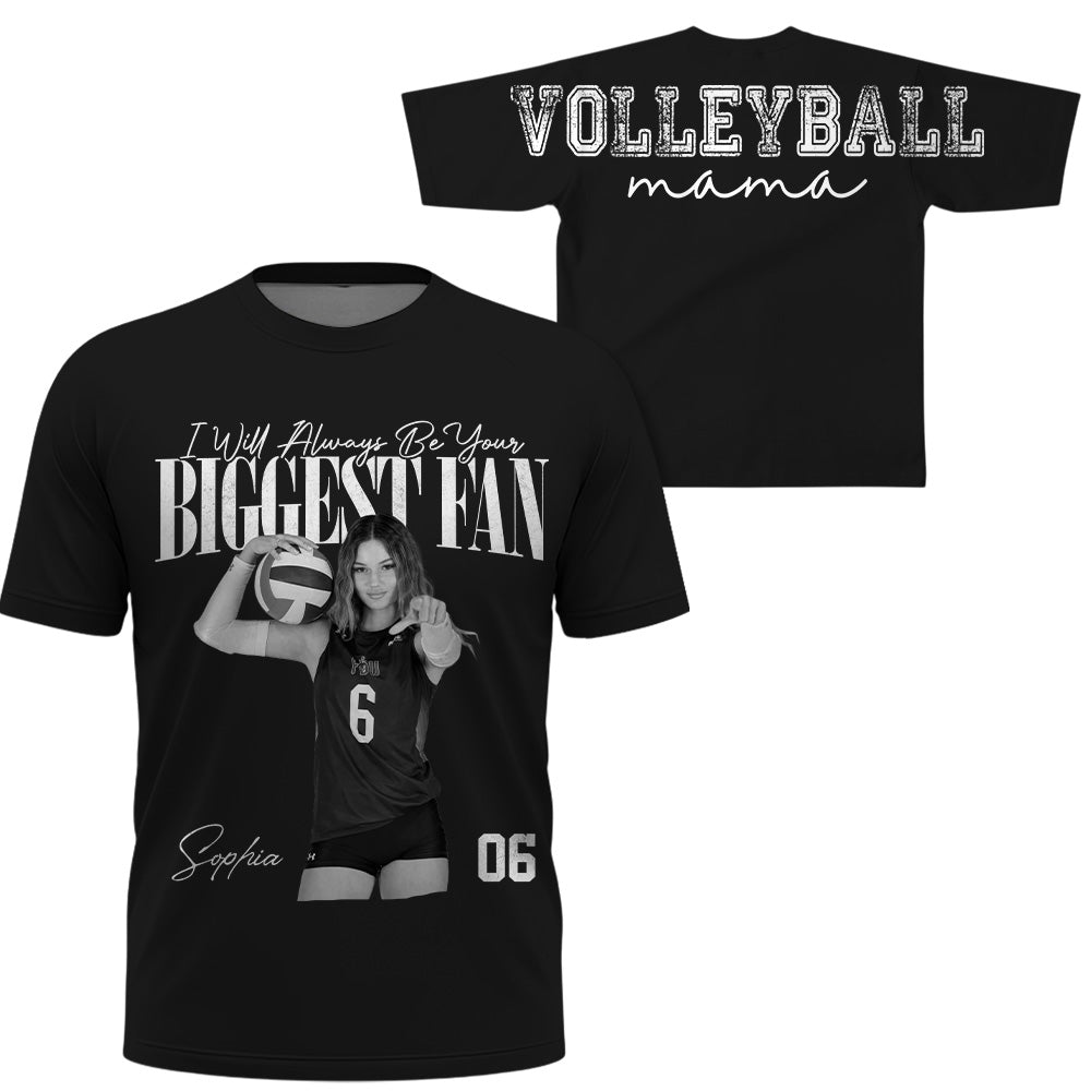 I Will Always Be Your Biggest Fan, Custom Large Back Graphic Volleyball,  Washed Tee Retro Bootleg Shirt, Gift For Volleyball Mom Grandma Sport Family Volleyball Lovers MI209 T24