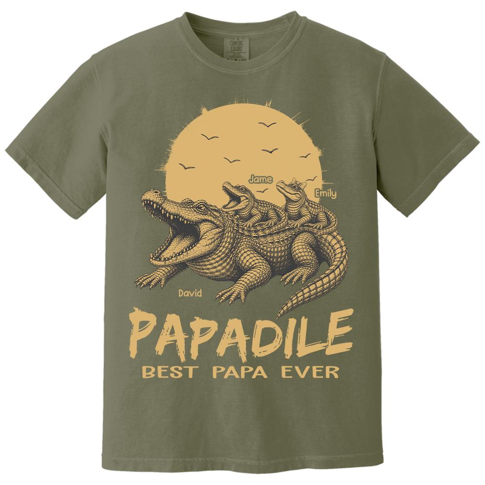 Custom Papadile Crocodile Papa Shirt, Alligator Dad Gift L0411 Hv01