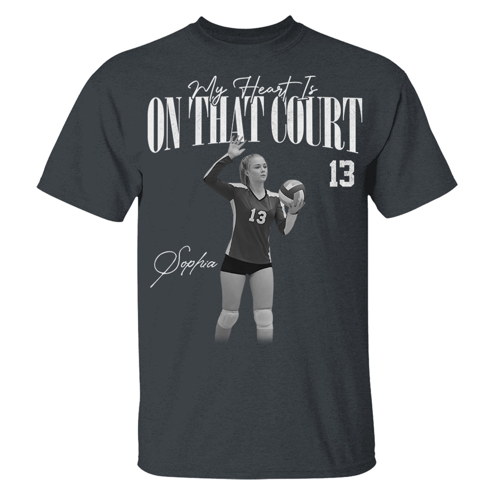 My Heart Is On That Court - Washed Tee Retro Bootleg Shirt For Volleyball Players T1807 Li29