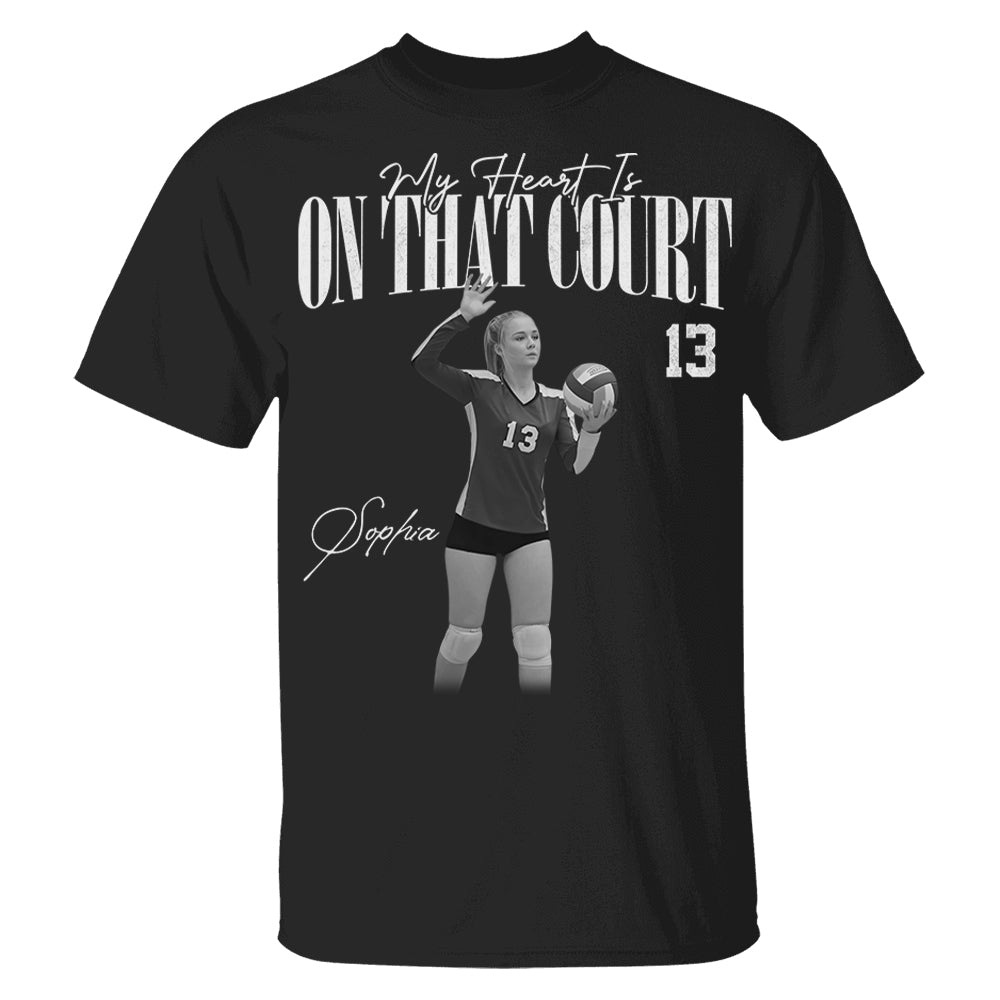 My Heart Is On That Court - Washed Tee Retro Bootleg Shirt For Volleyball Players T1807 Li29