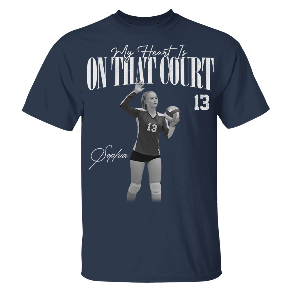 My Heart Is On That Court - Washed Tee Retro Bootleg Shirt For Volleyball Players T1807 Li29
