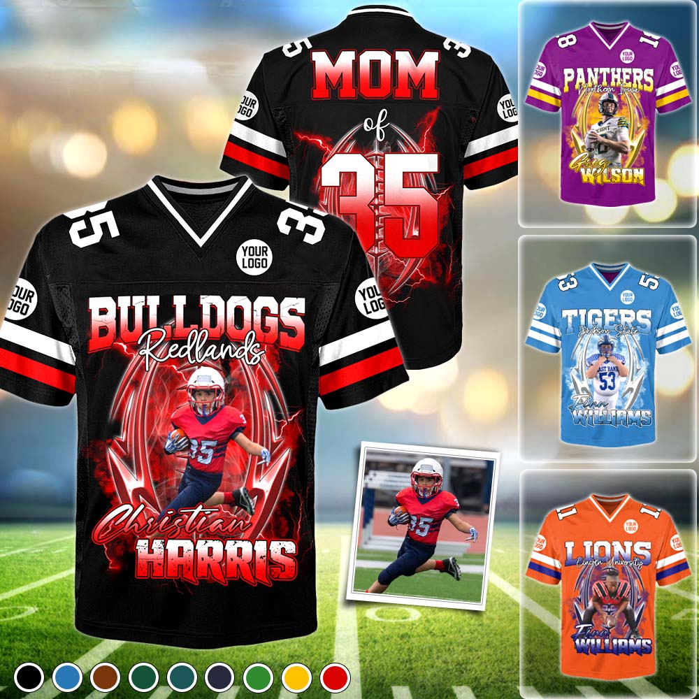 Custom Photo Football Jersey Shirt For Football Family Game Day Shirt NA04 Pt99