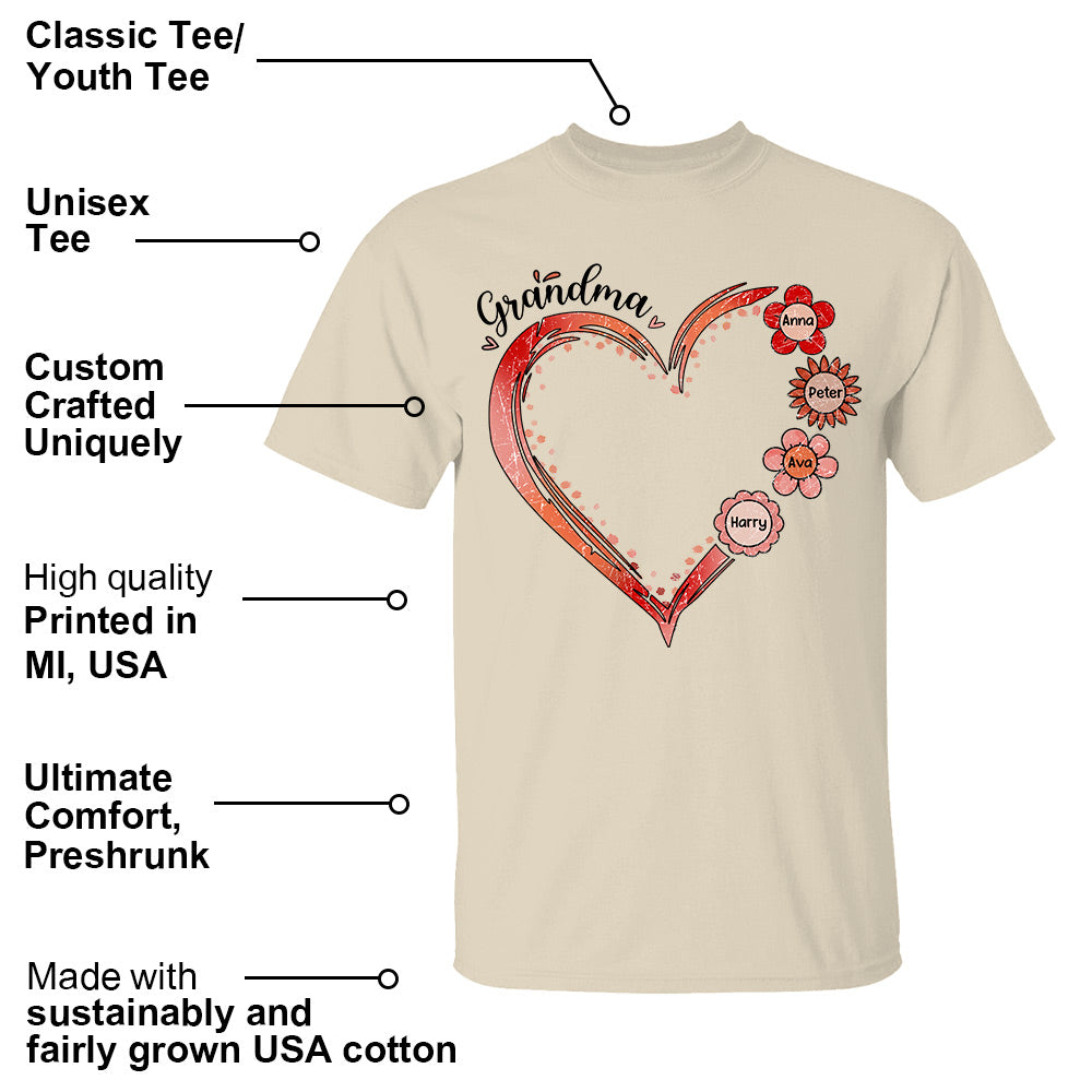 Grandma and Grandkids, Forever In Grandma's Heart - Family Personalized Custom Comfort Colors T-Shirt Do99